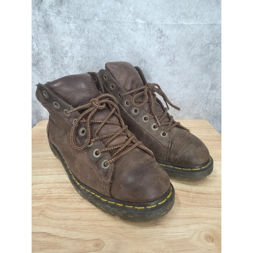 Dr. Martens Arne Boots Mens 10 Brown Leather Work Moto Hiking Combat Y2K Lace Up